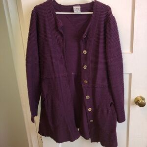 CMC by Color Me Cotton purple Long Cardigan Sweater with V-Neck- gently worn.